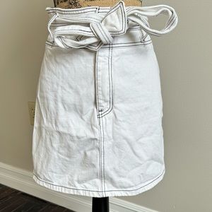 White denim high waisted skirt